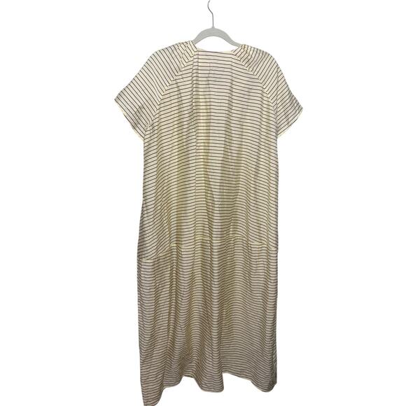 Zara ZW Collection Kaftan Tunic Maxi Dress in Butter Yellow Stripe NWT Sz. S - Picture 7 of 9